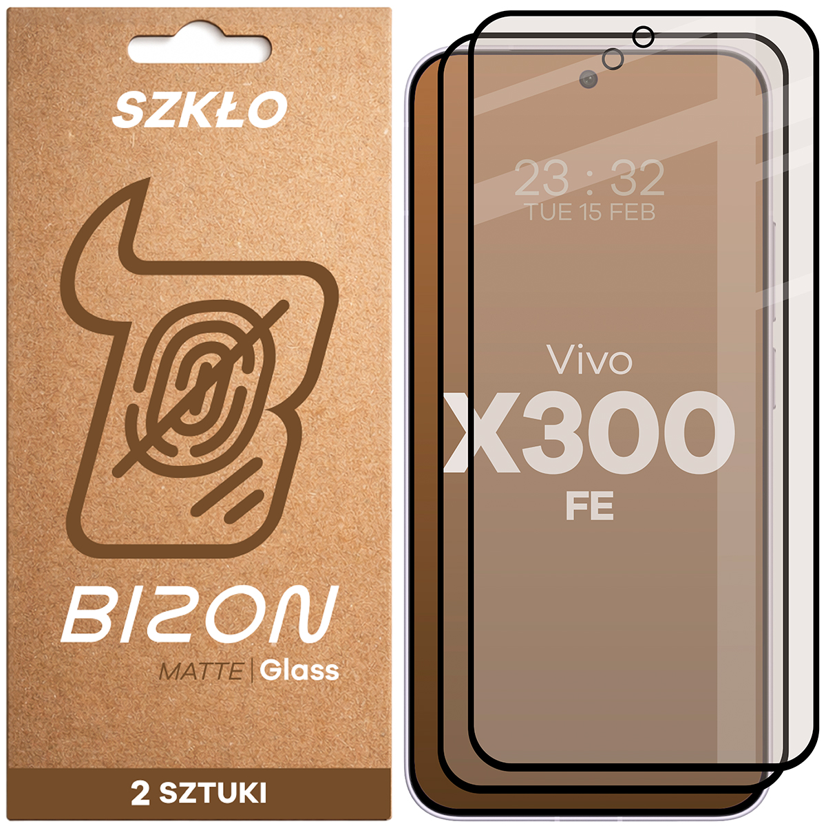 Szkło matowe na ekran Bizon Glass Matte Duo do Vivo X300 FE, 2 sztuki