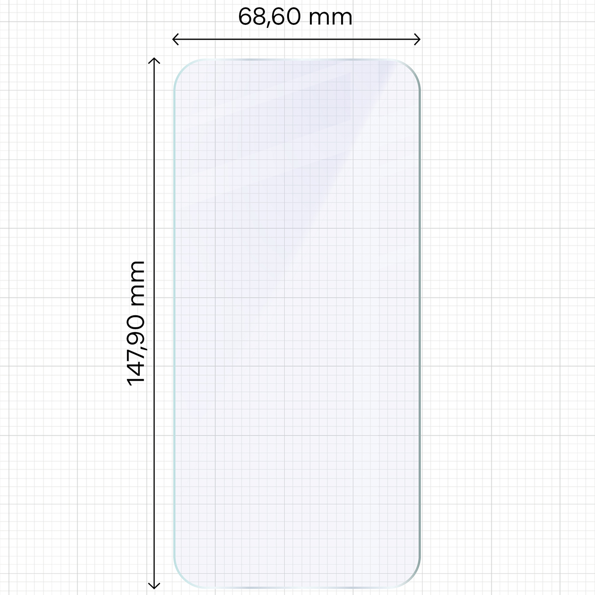 Miarka z wymiarami szkła hybrydowego Bizon Hybrid Mule Duo do Vivo X300 FE
