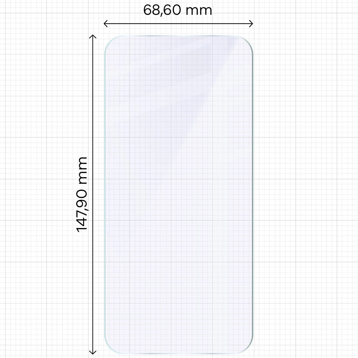 Miarka z wymiarami szkła hybrydowego Bizon Hybrid Mule Duo do Vivo X300 FE