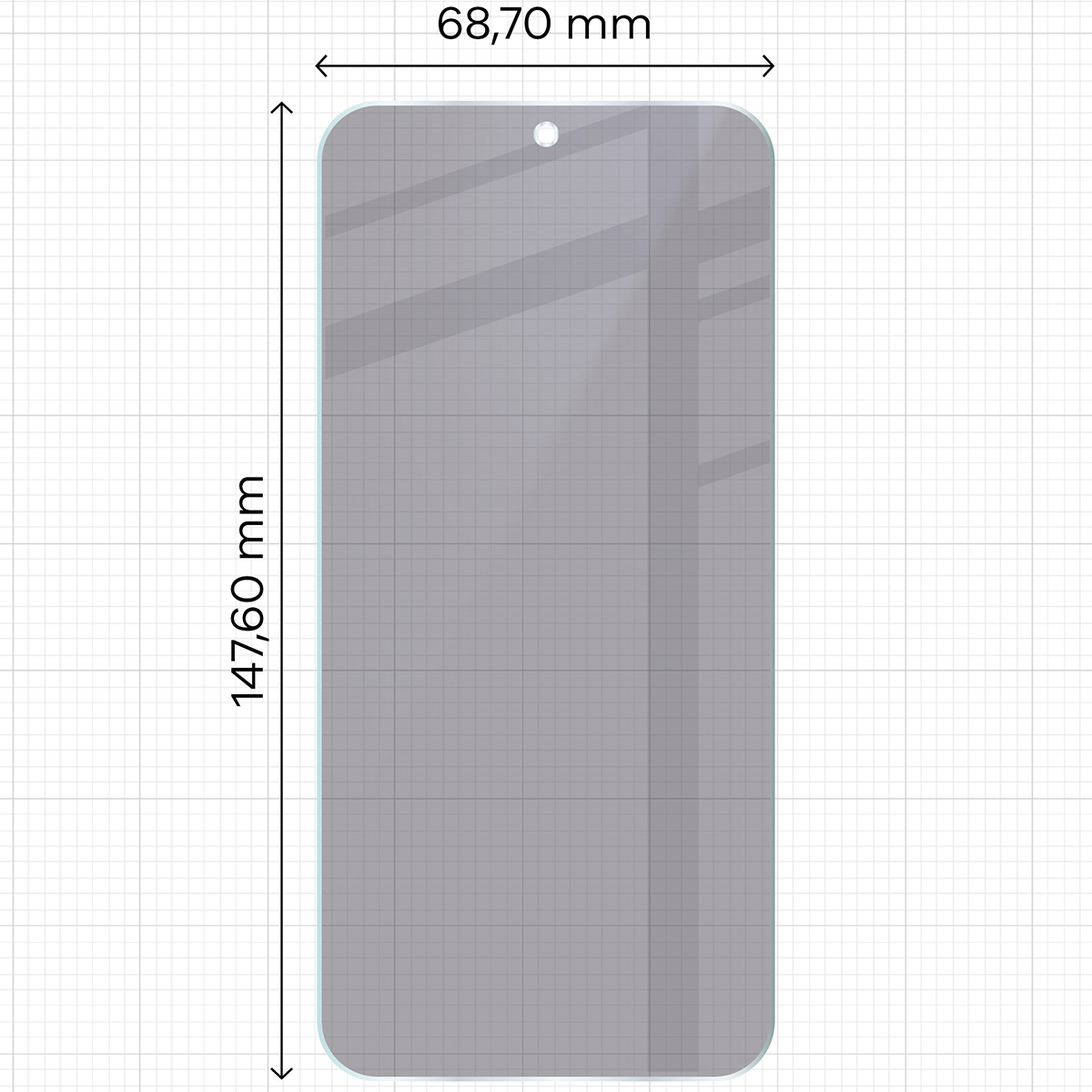 Wymiary szkła Bizon Hybrid Shadow do Vivo X300 FE