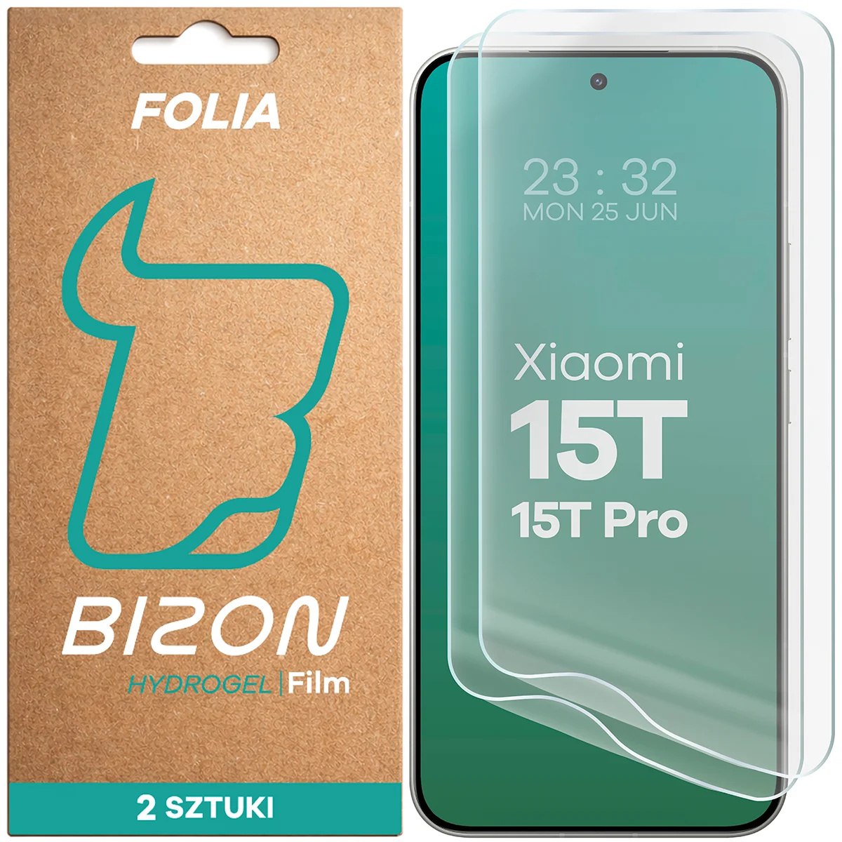 Pudełko i folia hydrożelowa na ekran Bizon Film Hydrogel Front Duo do Xiaomi 15T / Xiaomi 15T Pro