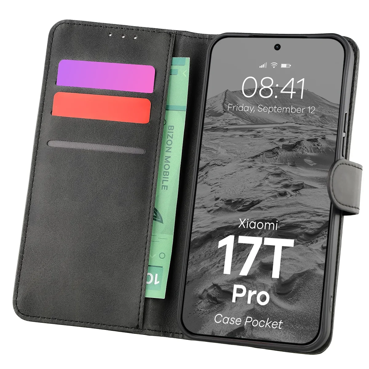 Etui z klapką z miejscem na karty Bizon Case Pocket do Xiaomi 17T Pro