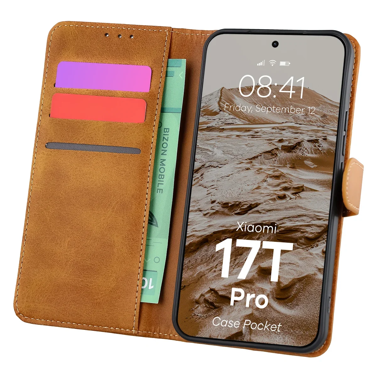 Etui z klapką z miejscem na karty Bizon Case Pocket do Xiaomi 17T Pro
