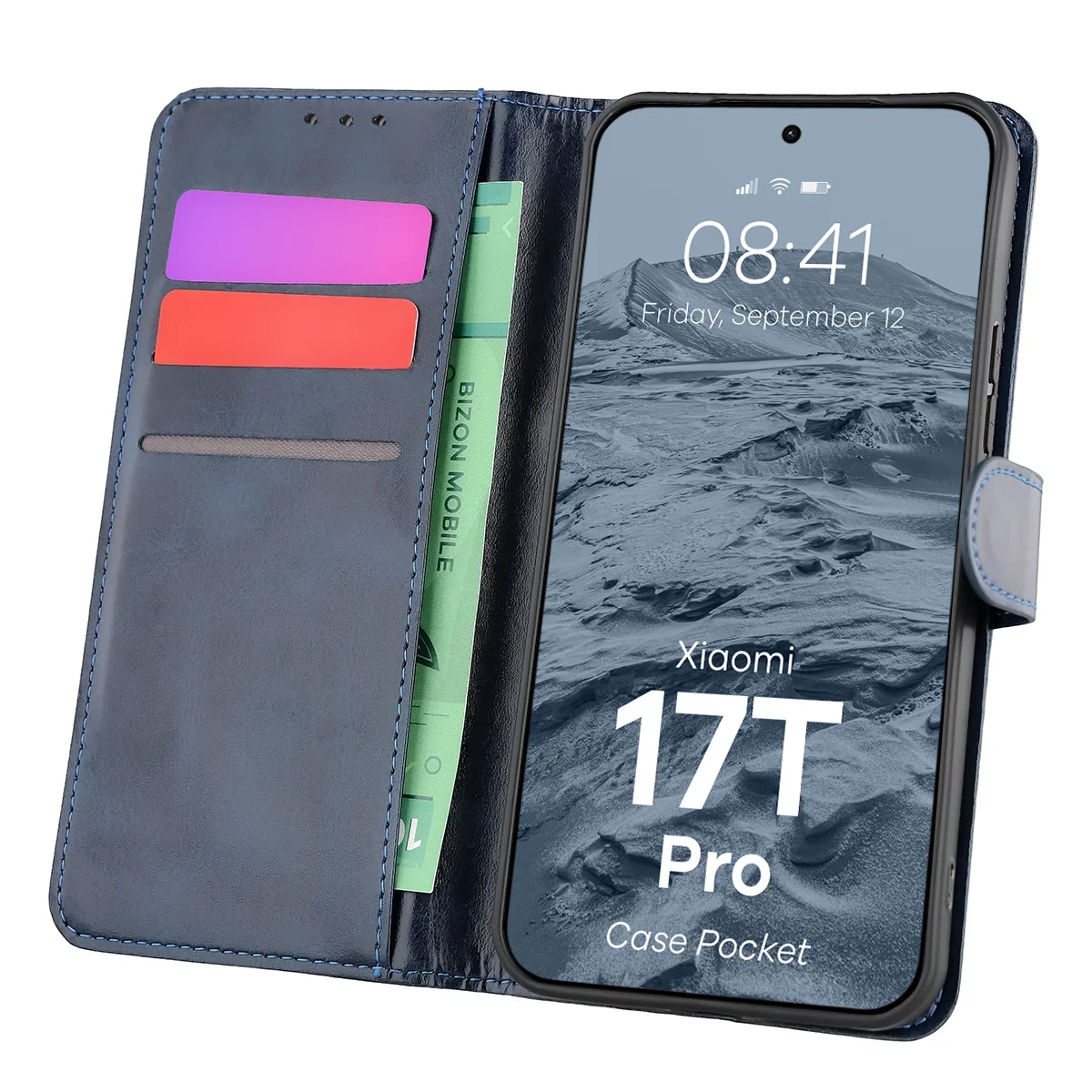 Etui z klapką z miejscem na karty Bizon Case Pocket do Xiaomi 17T Pro