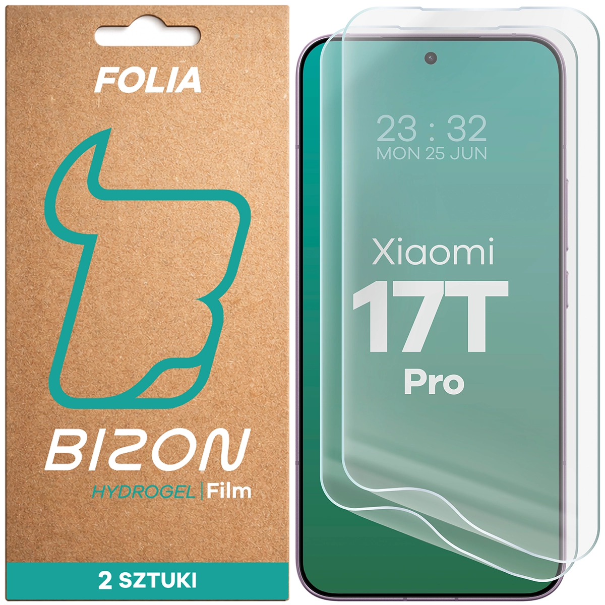 Pudełko i folia hydrożelowa na ekran Bizon Film Hydrogel Front Duo do Xiaomi 17T Pro