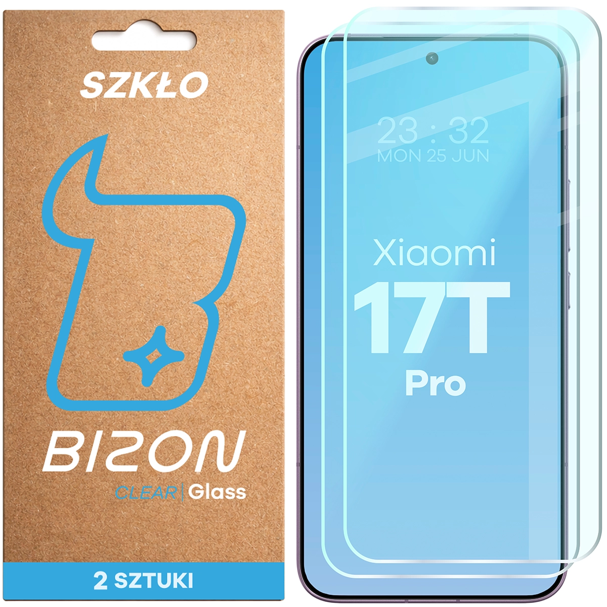 Szkło hartowane Bizon Glass Clear Duo do Xiaomi 17T Pro, 2 sztuki