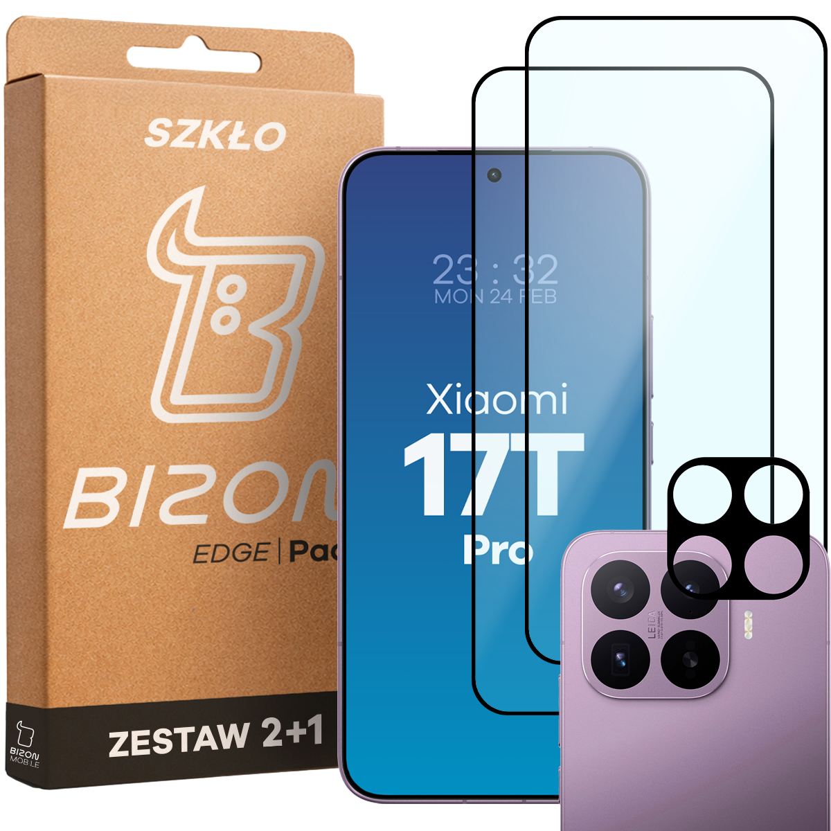 Pudełko i zestaw szkieł do Xiaomi 17T Pro: 2x szkło hartowane i lens