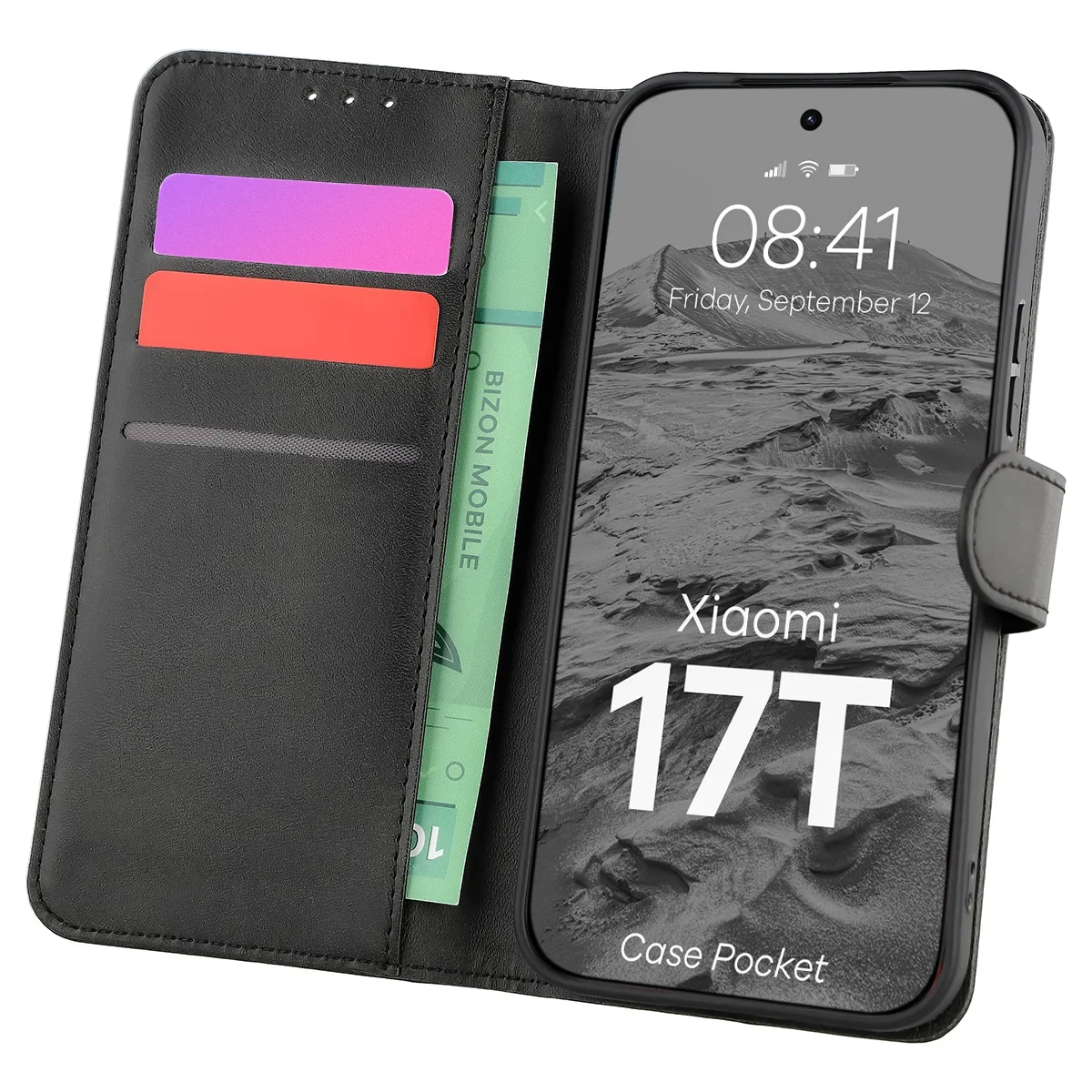 Etui z klapką z miejscem na karty Bizon Case Pocket do Xiaomi 17T