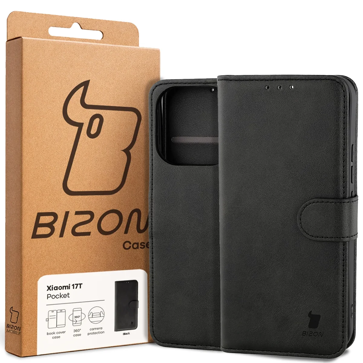 Przód pudełka Bizon Case z dedykowaną etykietą do Xiaomi 17T