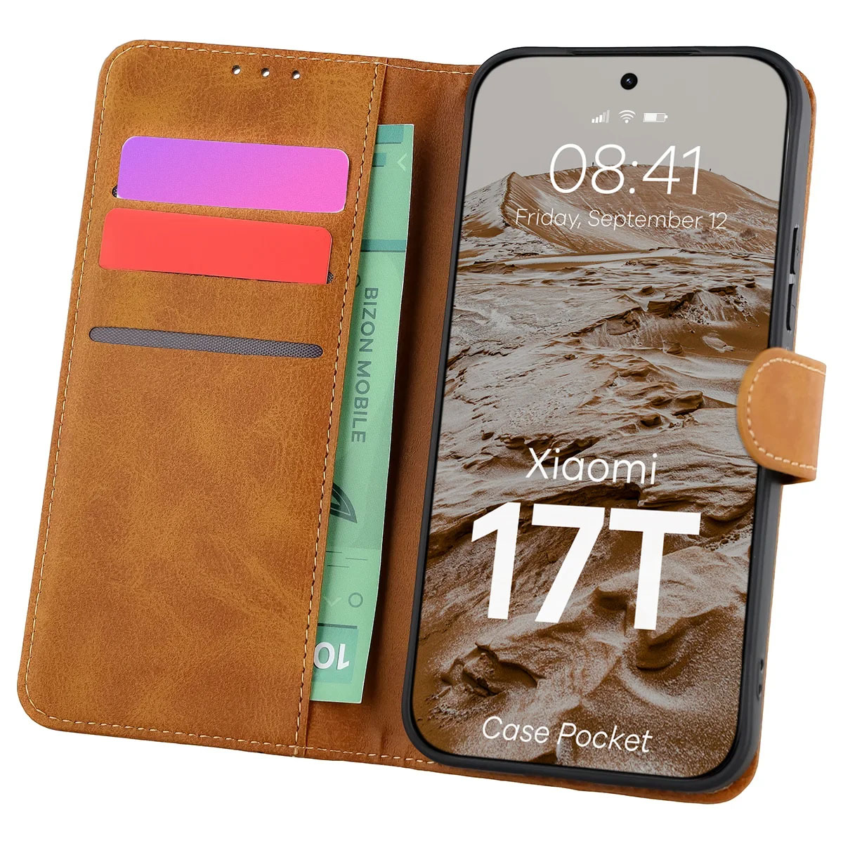 Etui z klapką z miejscem na karty Bizon Case Pocket do Xiaomi 17T