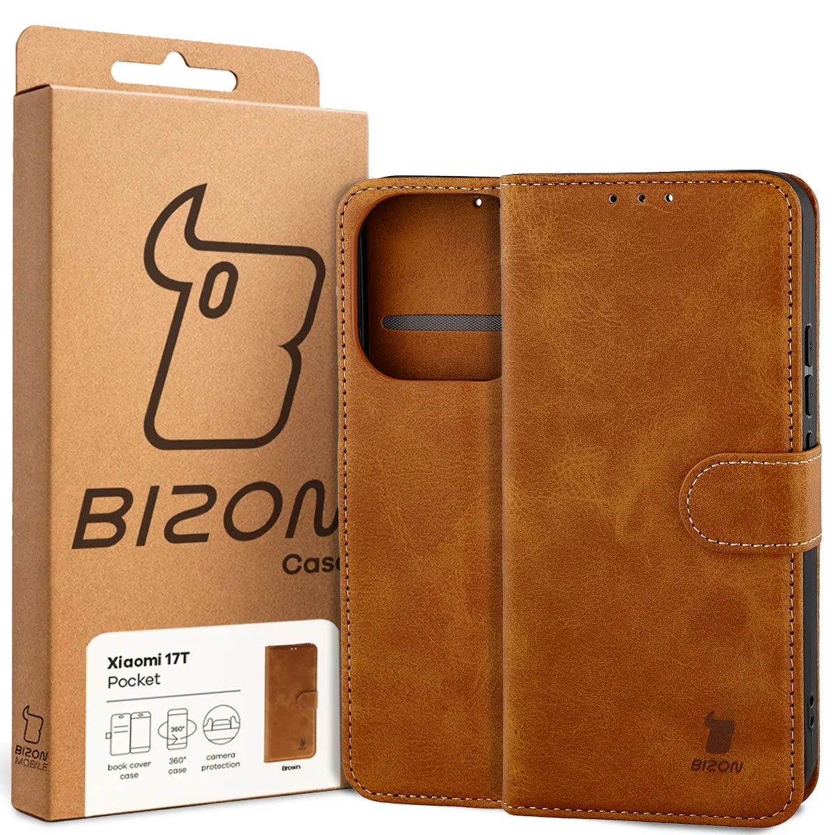 Przód pudełka Bizon Case z dedykowaną etykietą do Xiaomi 17T