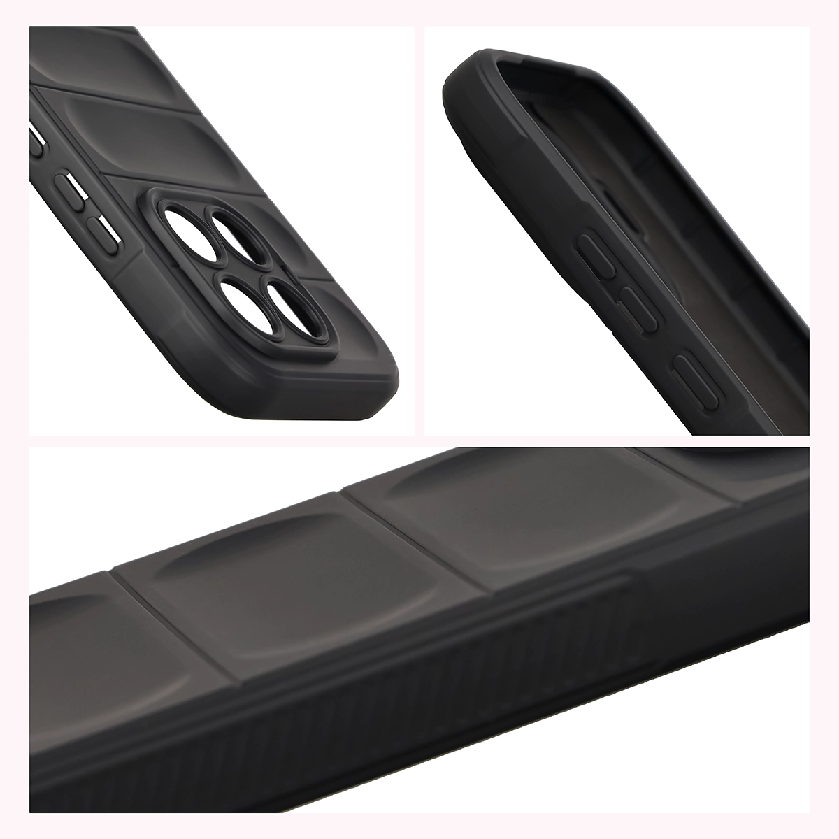 Teksturowane boki i podwyższone krawędzie ekranu i aparatu w etui Bizon Case Tur do Xiaomi 17T