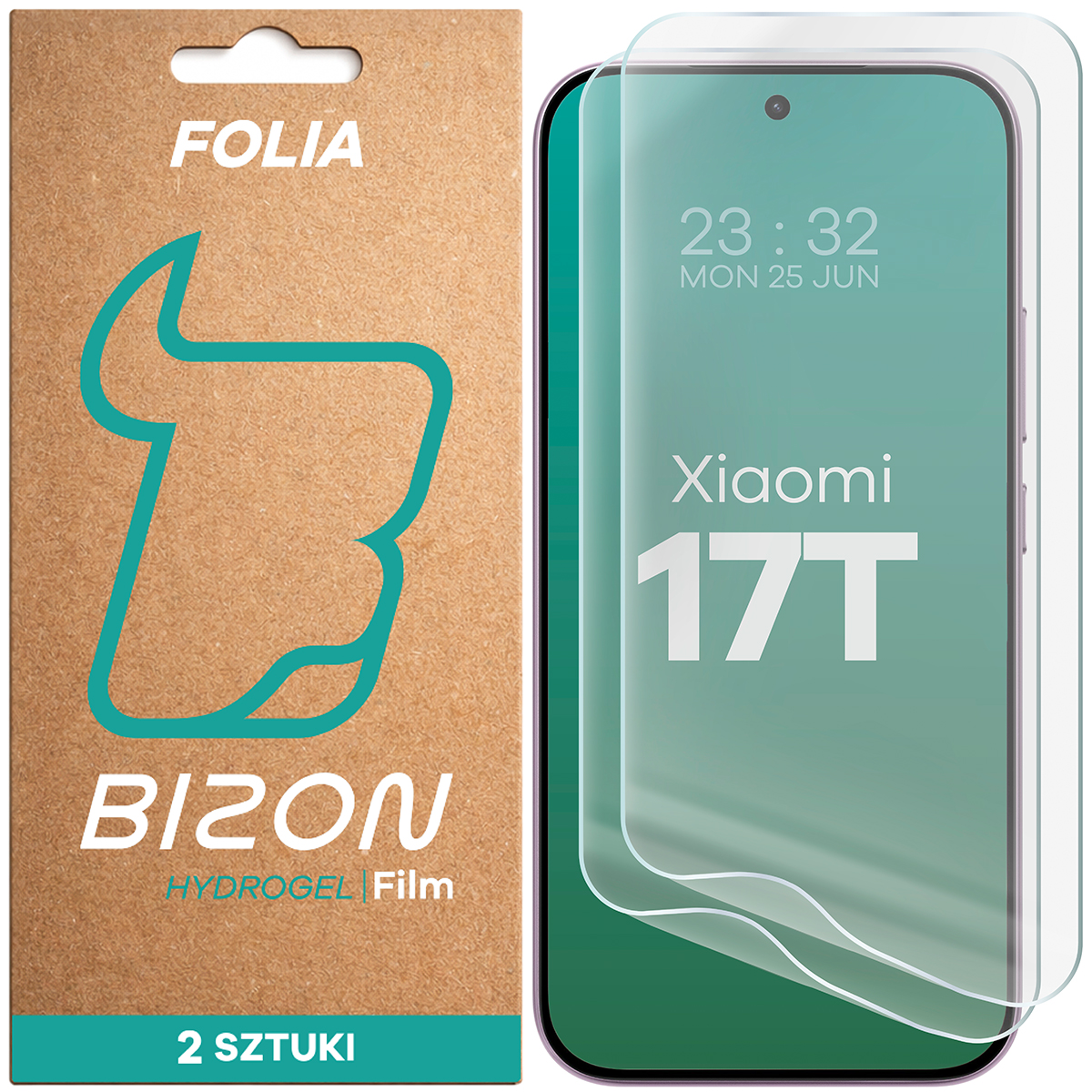 Pudełko i folia hydrożelowa na ekran Bizon Film Hydrogel Front Duo do Xiaomi 17T