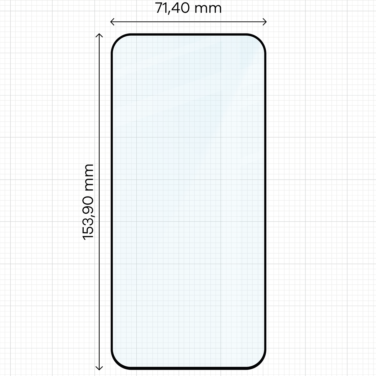 Wymiary szkła na miarce dla Xiaomi 17T