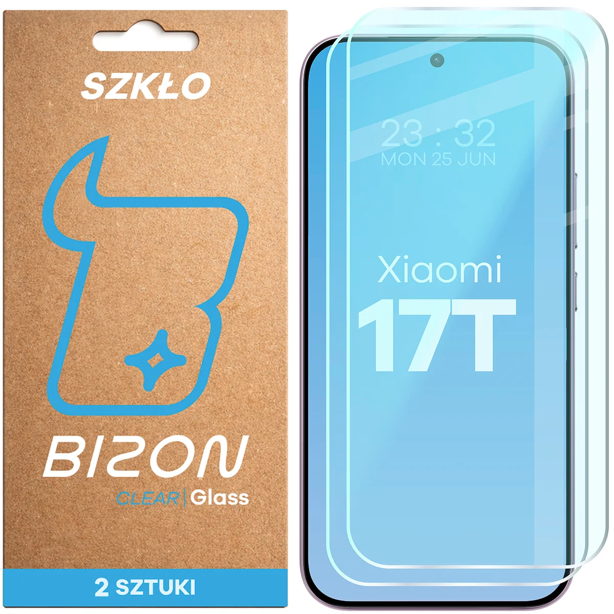 Szkło hartowane Bizon Glass Clear Duo do Xiaomi 17T, 2 sztuki
