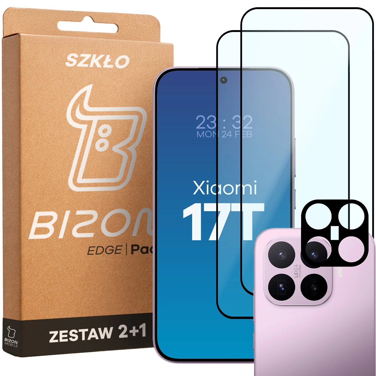 Pudełko i zestaw szkieł do Xiaomi 17T: 2x szkło hartowane i lens