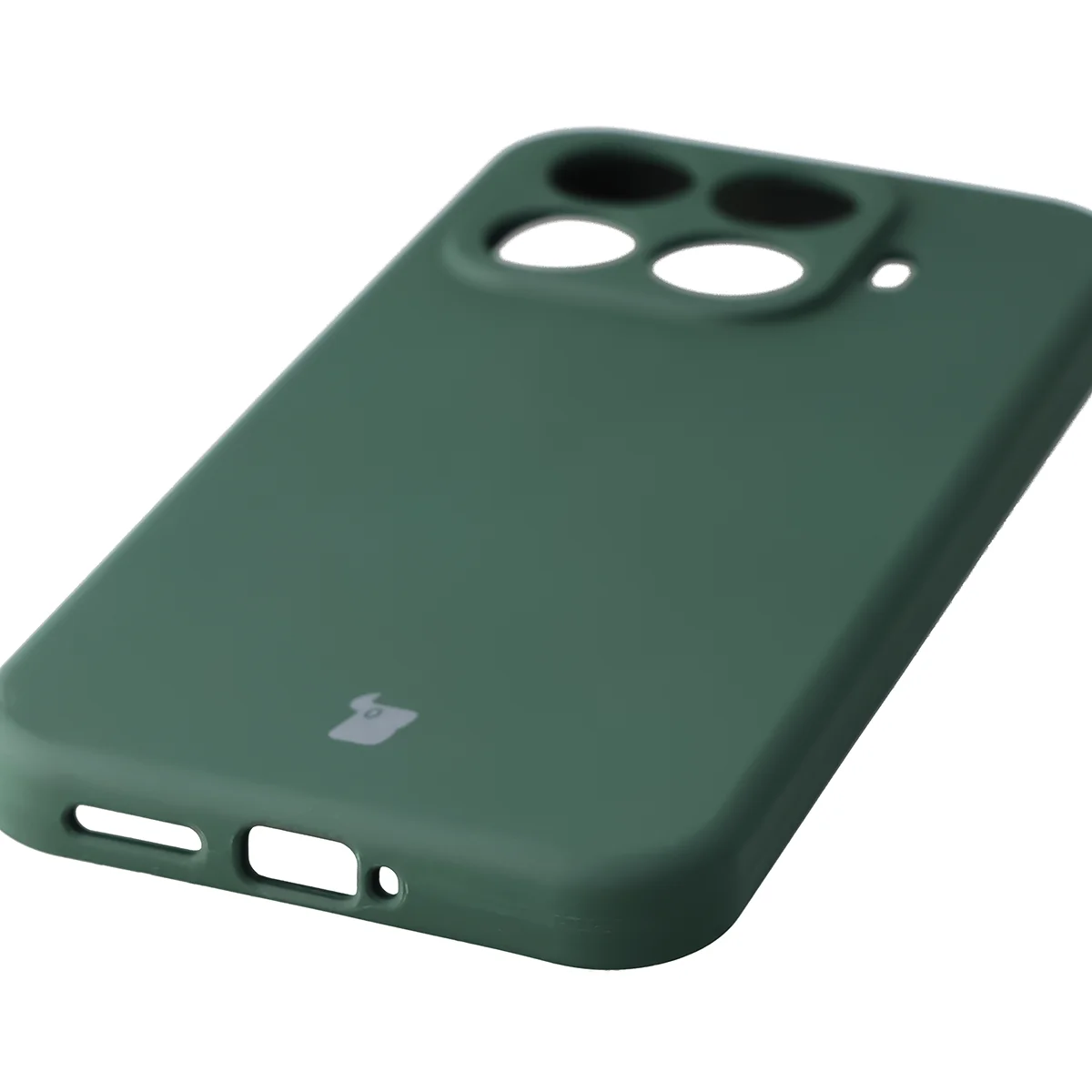 Zbliżenie na precyzyjne wycięcia i możliwość ładowania indukcyjnego w etui Bizon Soft Case do Xiaomi 17T