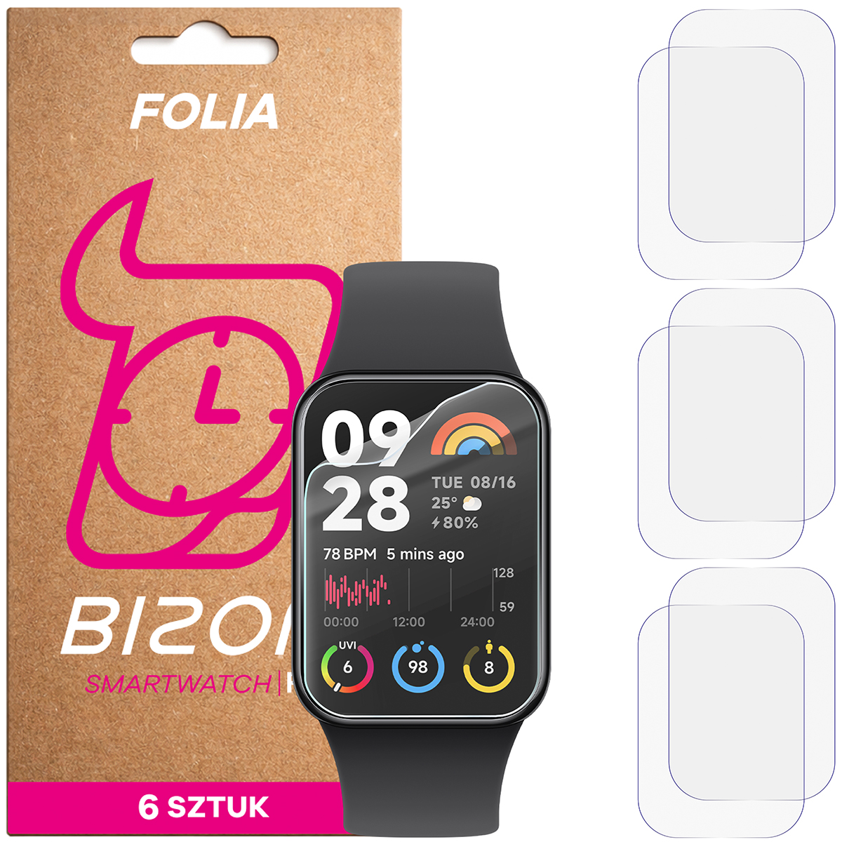 Folia hydrożelowa Bizon Watch Film HydroFlex dla Xiaomi Mi Band 8 Pro