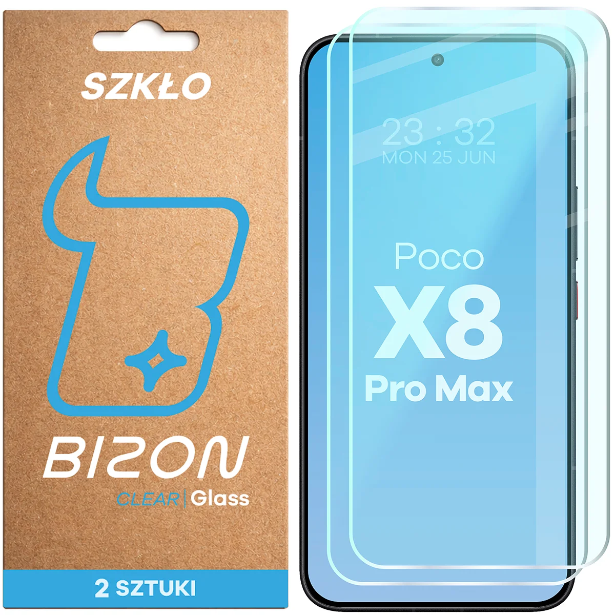 Szkło hartowane Bizon Glass Clear Duo do Xiaomi POCO X8 Pro Max, 2 sztuki