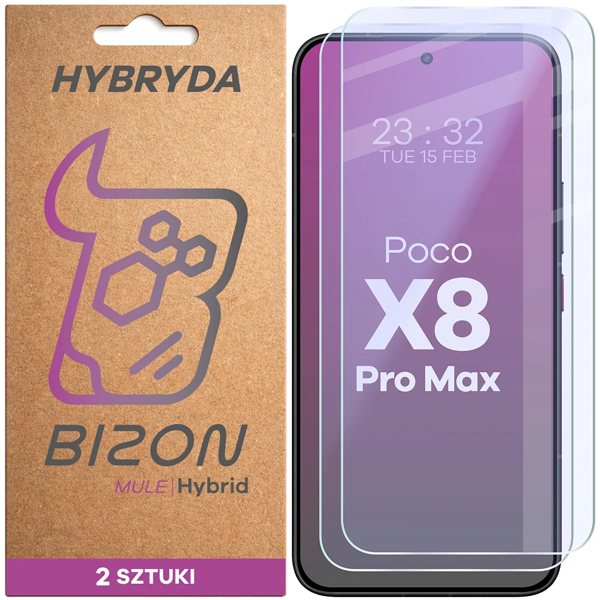 Elastyczne szkło hybrydowe Bizon Hybrid Mule Duo do Xiaomi POCO X8 Pro Max, 2 sztuki
