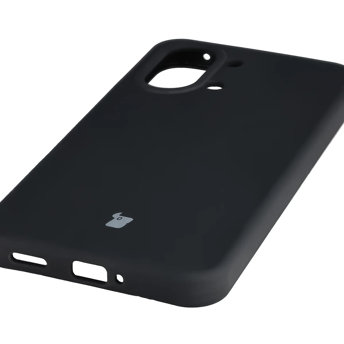 Zbliżenie na precyzyjne wycięcia i możliwość ładowania indukcyjnego w etui Bizon Soft Case do Xiaomi POCO X8 Pro Max