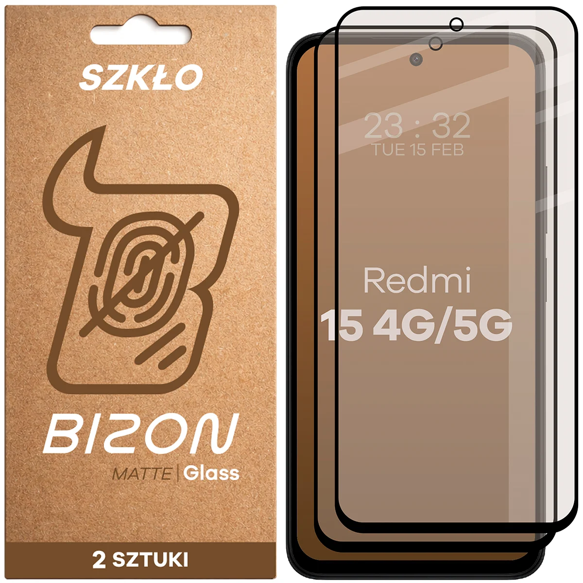 Szkło matowe na ekran Bizon Glass Matte Duo do Xiaomi Redmi 15 4G / 5G, 2 sztuki