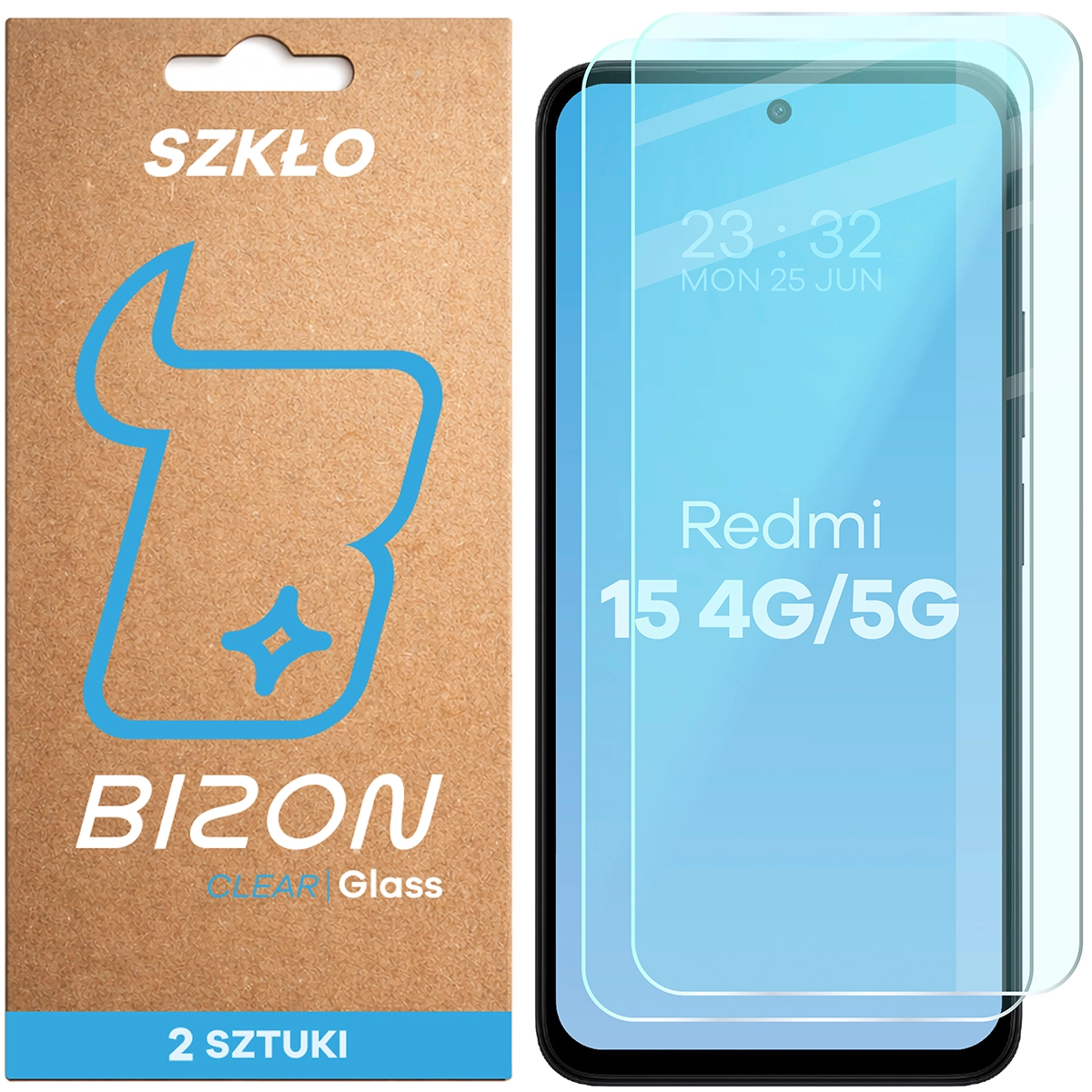 Szkło hartowane Bizon Glass Clear Duo do Xiaomi Redmi 15 4G / 5G, 2 sztuki