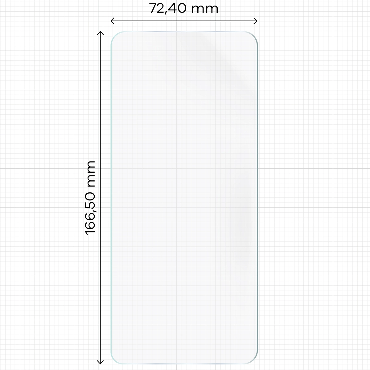 Miarka z wymiarami folii hydrożelowej Bizon Film Hydrogel Front do Xiaomi Redmi A7 Pro / POCO C85X / C81 / C81 Pro
