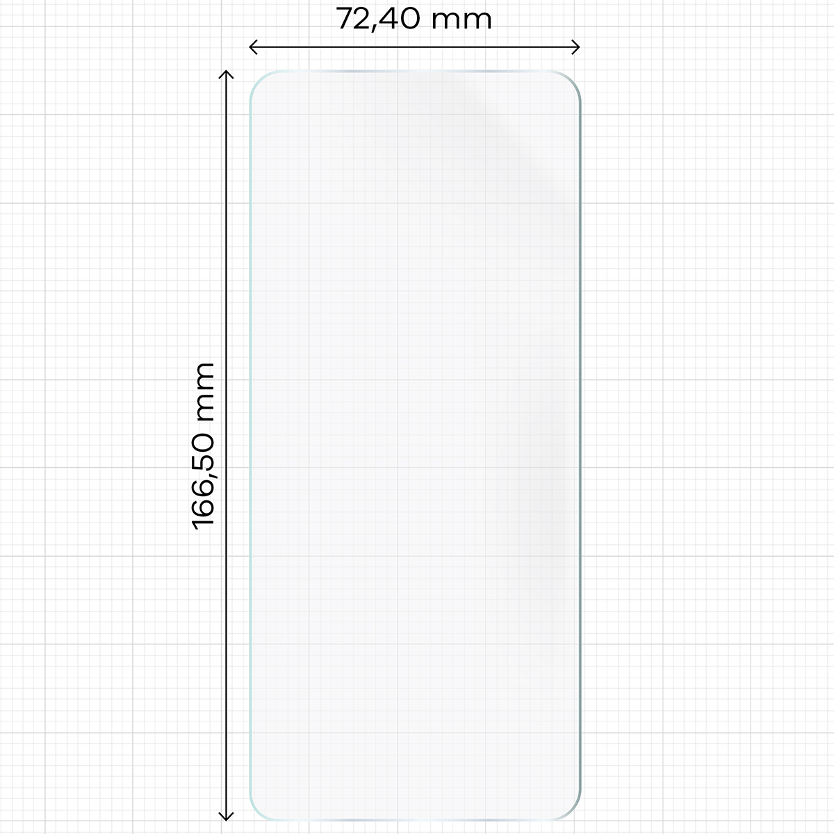 Miarka z wymiarami folii hydrożelowej Bizon Film Hydrogel Front Duo do Xiaomi Redmi A7 Pro / POCO C85X / C81 / C81 Pro