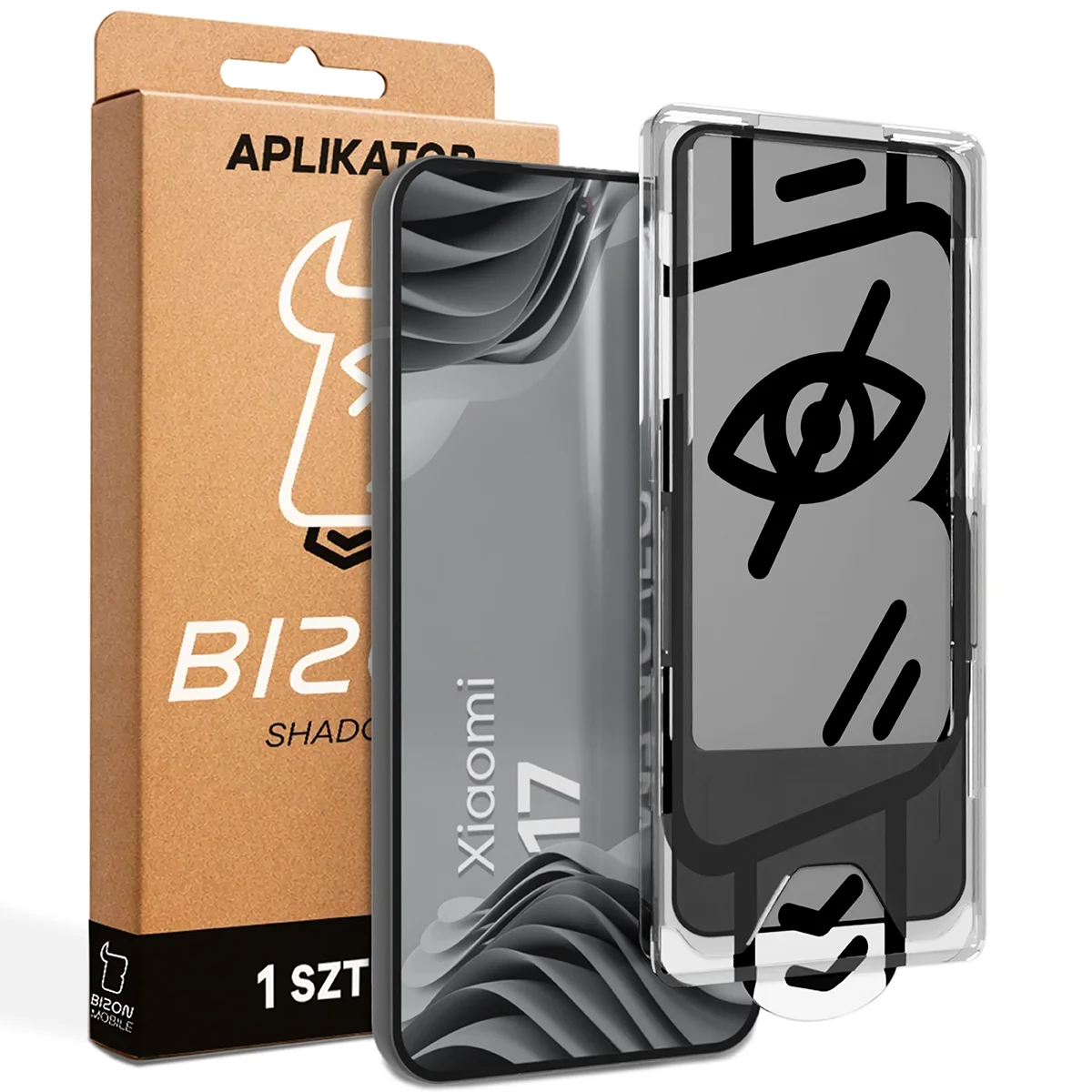 Szkło prywatyzujące z aplikatorem Bizon Glass Aplikator Shadow dla Xiaomi 17