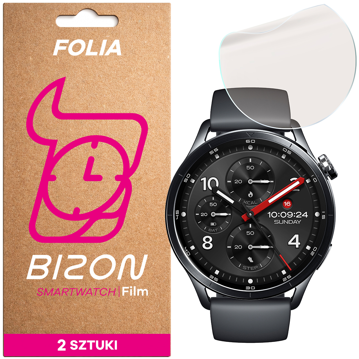 Folia matowa na ekran Bizon Watch Film Matte Duo do Xiaomi Watch S5, 2 sztuki