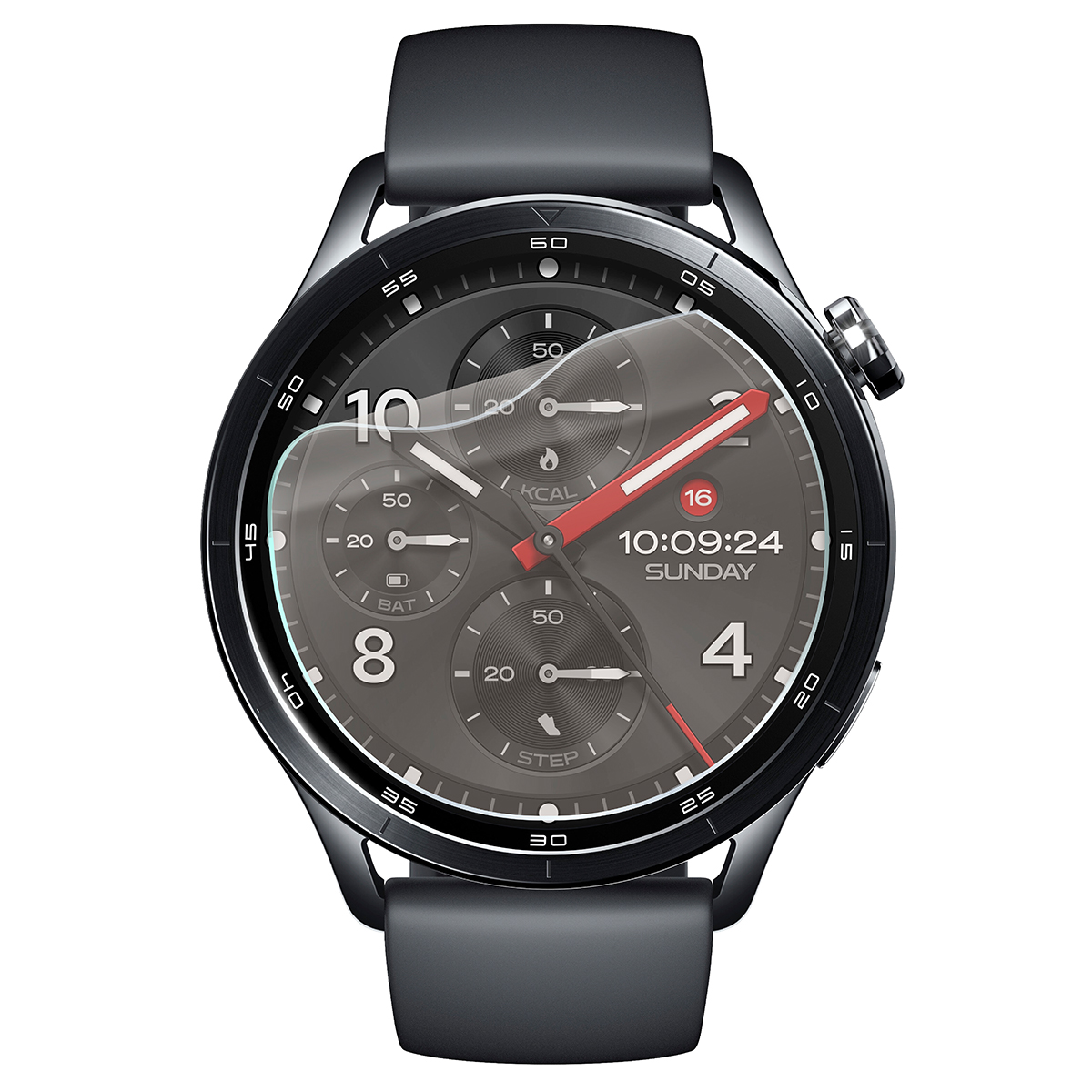 Smartwatch z nałożoną folią ochronną Bizon Watch Film Matte Duo do Xiaomi Watch S5