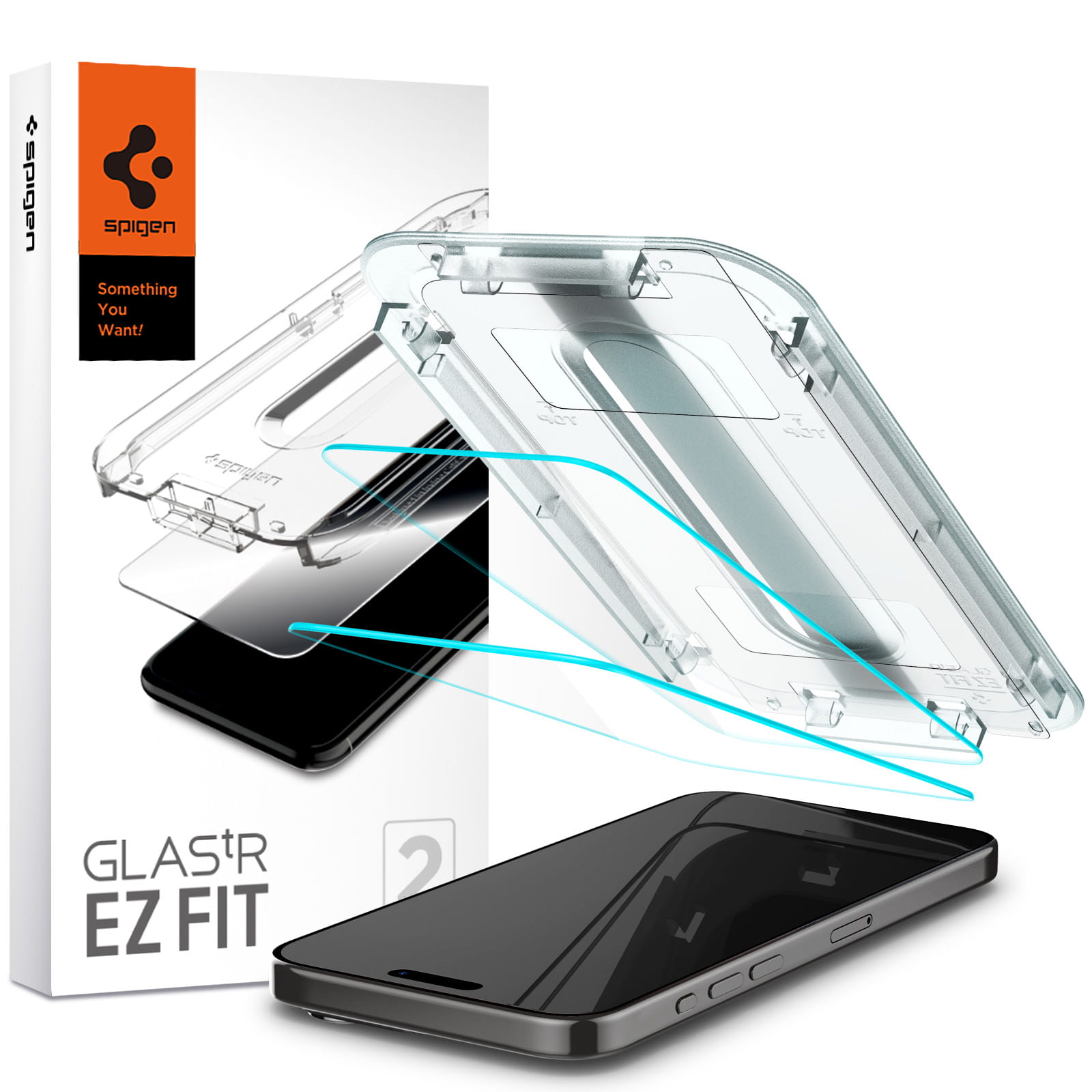 Szkło do etui + Aplikator Spigen Glas.tR EZ Fit 2-Pack do iPhone 15 Pro Max