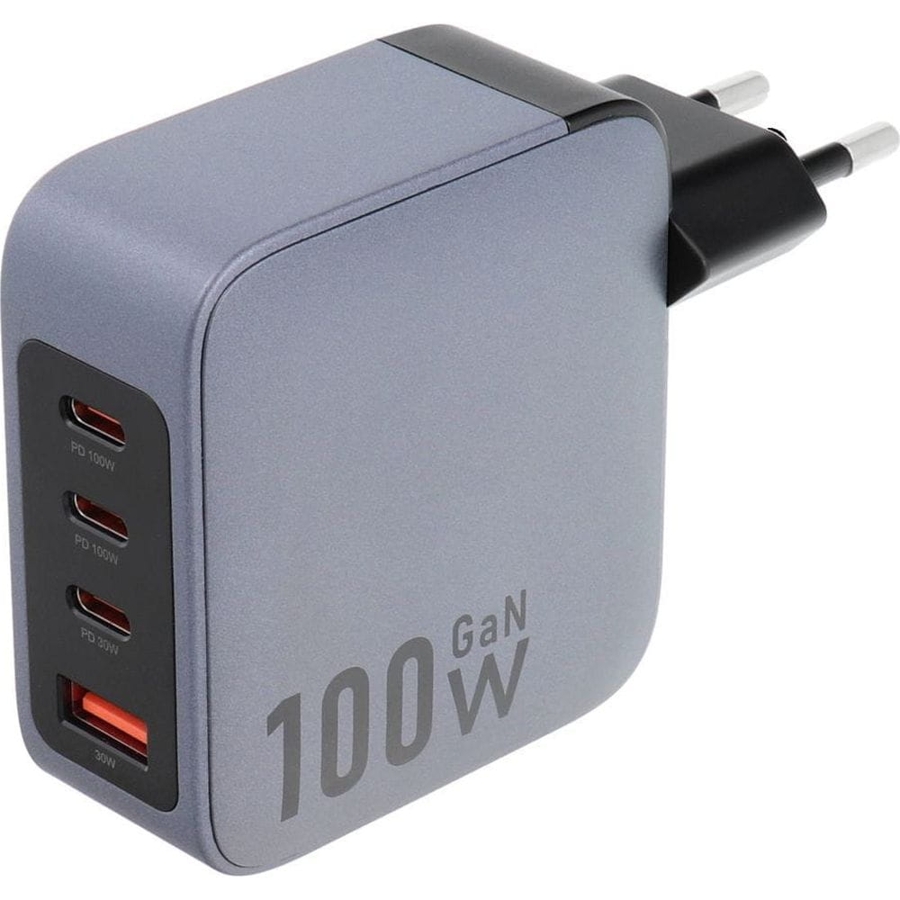Ładowarka sieciowa GaN USB-C PD, USB-A QC, 100W, Forcell F-Energy, grafitowo-czarna