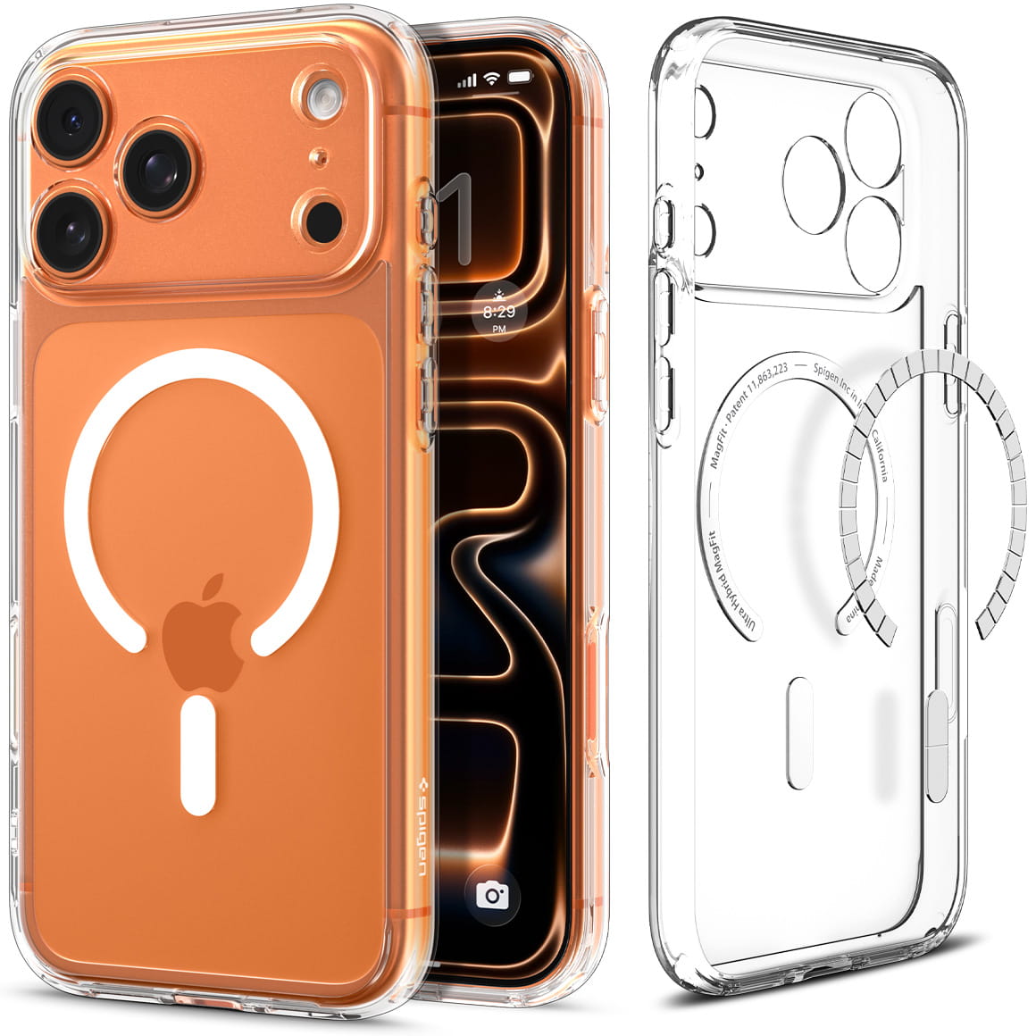 Etui Spigen Ultra Hybrid Mag do MagSafe do iPhone 17 Pro, przezroczysto-białe